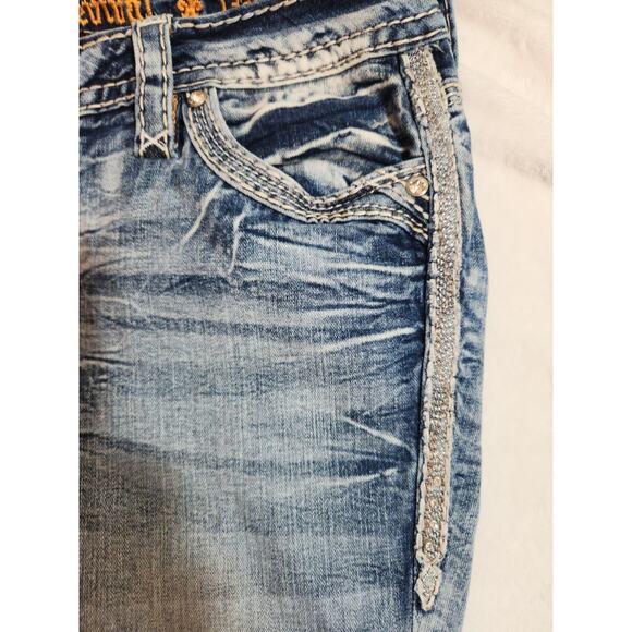 Rock Revival Eilish Boot Jeans Womens 33 (Act 36 X 31) Blue Mid Rise - Picture 3 of 16